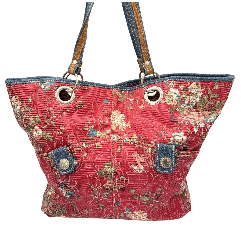 Levis Tote Bag Womens Red Floral Heritage Denim Trim Vintage Y2K Aesthetic